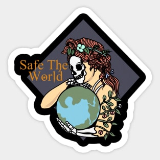 SAFE THE WORLD, Band merchandise, skull design, skate design Sticker
